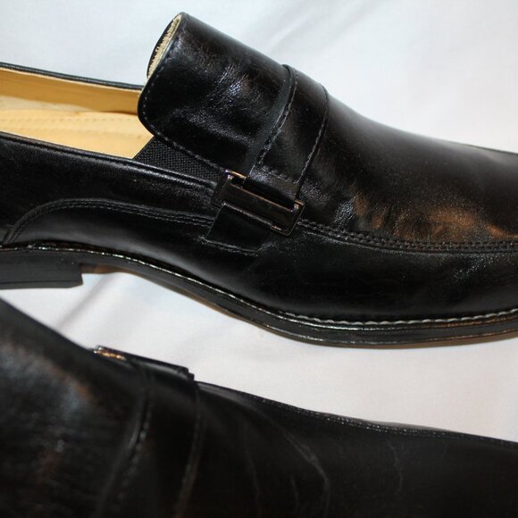 NEW SANDRO MOSCOLONI MEN\'S BLACK LEATHER MOC TOE‎ LOAFER SZ 13 main image 5